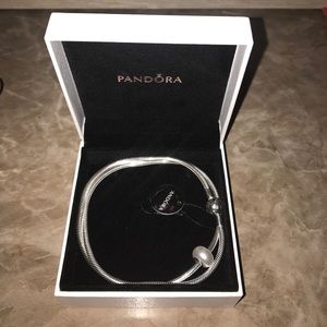 Pandora silver chain and pearl charm